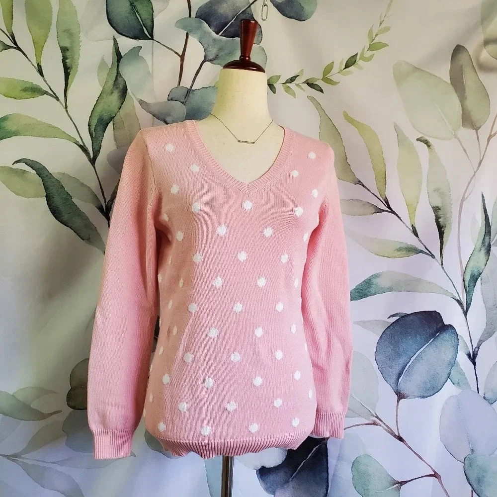 LIZ & CO | Pink Polka-dot Sweater sz PS
